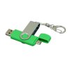 USB 2.0- флешка на 64 Гб с поворотным механизмом и дополнительным разъемом Micro USB, зеленый/серебристый