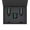Подарочный набор свеча Enigma + 2 бокала для шампанского Emerald в черной коробке