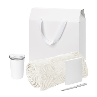 Подарочный набор Welcome Pack Spark mini, серебряный (термокружка, блокнот, ручка, плед, коробка-пакет)