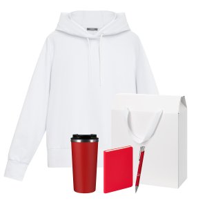 Набор с одеждой ALEX (худи, термокружка, ежедневник, ручка), красный/белый, XL