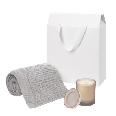 Подарочный набор Mizu, Malta Soft, бежевый (свеча, плед)