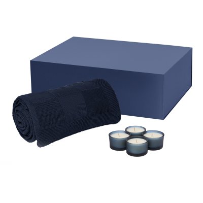 Подарочный набор Sento, Cella, синий (свеча, плед)