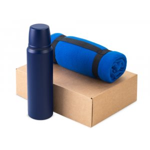 Подарочный набор с термосом и пледом Serenity, синий Подарочный набор с термосом и пледом Serenity, синий