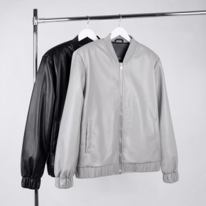 Бомбер из искусственной кожи Univer, серый Бомбер из искусственной кожи Univer, серый