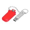 USB 2.0- флешка на 32 Гб в массивном корпусе с кожаным чехлом, красный/серебристый