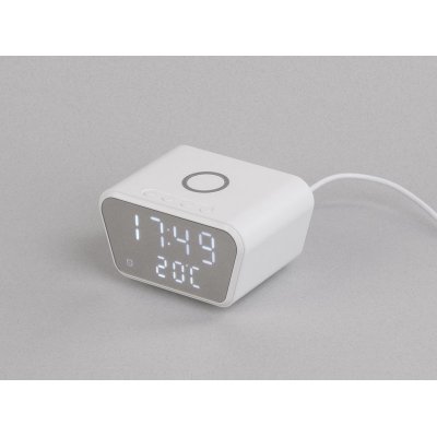 Настольные часы "Smart Clock" с беспроводным (15W) зарядным устройством, будильником и термометром, цвет белый