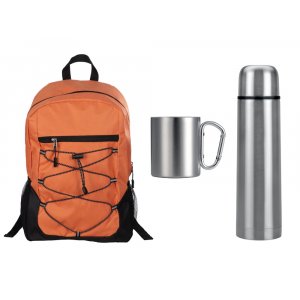 Подарочный набор с термосом и кружкой, серебристый/оранжевый Подарочный набор с термосом и кружкой, серебристый/оранжевый