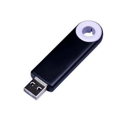 USB 3.0- флешка промо на 64 Гб прямоугольной формы, выдвижной механизм, черный/белый