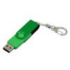 USB 2.0- флешка промо на 64 Гб с поворотным механизмом и однотонным металлическим клипом, зеленый