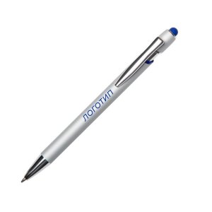 Ручка-стилус металлическая шариковая Sway Monochrome с цветным зеркальным слоем, серебристый с темно-синим Ручка-стилус металлическая шариковая Sway Monochrome с цветным зеркальным слоем, серебристый с темно-синим