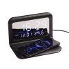 Настольные часы "Smart Time" с беспроводным (15W) зарядным устройством, будильником и термометром, со съёмным дисплеем, цвет черный