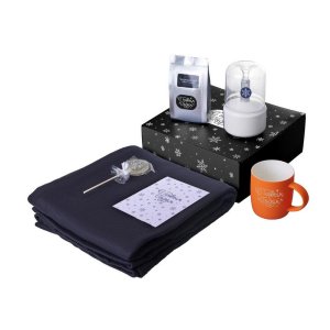 Подарочный набор с пледом, увлажнителем и кружкой, оранжевый Подарочный набор с пледом, увлажнителем и кружкой, оранжевый