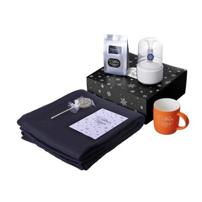 Подарочный набор с пледом, увлажнителем и кружкой, оранжевый