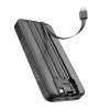 Зарядное устройство "Форт" 10000 mAh с подсветкой логотипа, встроенными кабелями и цифровым индикатором заряда, цвет черный
