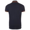 Рубашка поло мужская Pasadena Men 200 с контрастной отделкой, темно-синяя (navy) с неоново-оранжевым