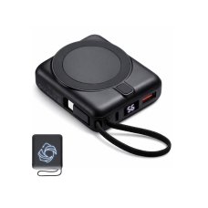 Магнитный беспроводной внешний аккумулятор c подсветкой лого Энчант, 10000 мАч, черный