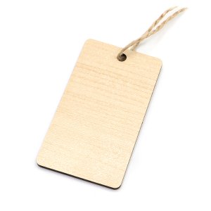 Бирка из ламинированного ХДФ на верёвке, Прямоугольная Бирка из ламинированного ХДФ на верёвке, Прямоугольная