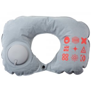 Подушка под шею с помпой Push, серый (термотрансфер) Подушка под шею с помпой Push, серый (термотрансфер)