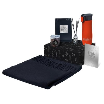 Подарочный набор с палантином и термокружкой, красный