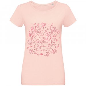 Футболка женская Flower Power, розовая Футболка женская Flower Power, розовая