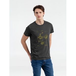 Футболка приталенная Old Patents. Coffee Mill, черный меланж Футболка приталенная Old Patents. Coffee Mill, черный меланж