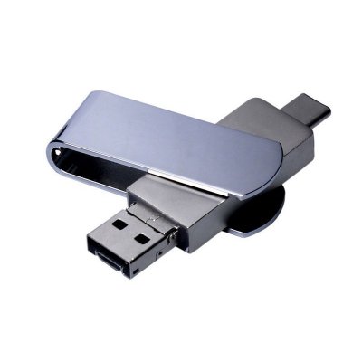 USB 2.0-флешка на 64 Гб 3-в-1 с разъемами Micro USB и USB-C, серебристый