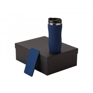 Подарочный набор c вакуумной термокружкой и повербанком С1, темно-синий Подарочный набор c вакуумной термокружкой и повербанком С1, темно-синий