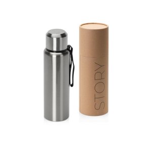 Вакуумный термос Story, тубус, серебристый