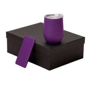 Подарочный набор с термокружкой и повербанком С1, 5000 mAh, фиолетовый Подарочный набор с термокружкой и повербанком С1, 5000 mAh, фиолетовый