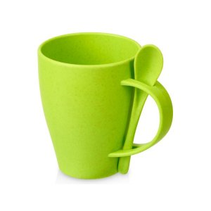 Пшеничная кружка Nina с ложкой, 300ml зеленое яблоко 375C