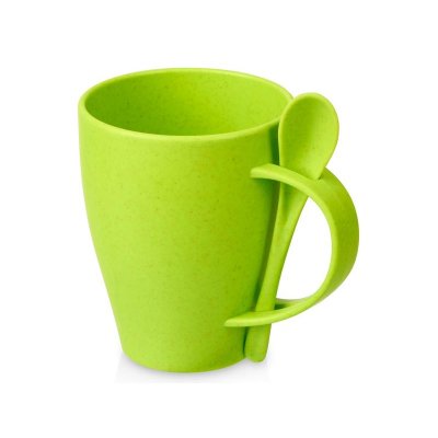 Пшеничная кружка Nina с ложкой, 300ml зеленое яблоко 375C