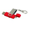 USB 2.0- флешка на 32 Гб с поворотным механизмом и дополнительным разъемом Micro USB, красный/серебристый