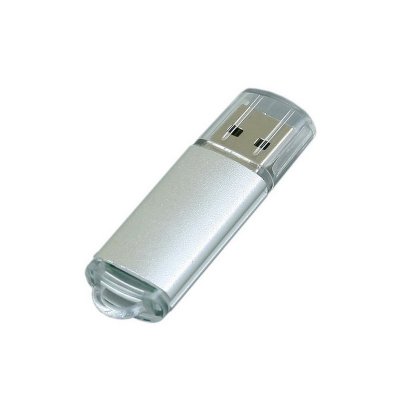 USB 2.0- флешка на 16 Гб с прозрачным колпачком, серебристый