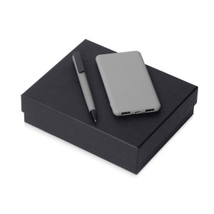 Подарочный набор c пластиковой ручкой, повербанком С1, 5000 mAh, серый Подарочный набор c пластиковой ручкой, повербанком С1, 5000 mAh, серый