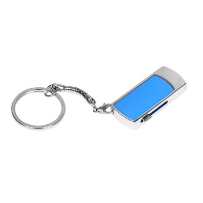 USB 2.0- флешка на 8 Гб с выдвижным механизмом и мини чипом, синий/серебристый