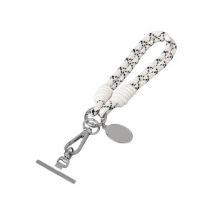 Брелок-браслет Bohemian c металлическим держателем для телефона, бело-черный Брелок-браслет Bohemian c металлическим держателем для телефона, бело-черный