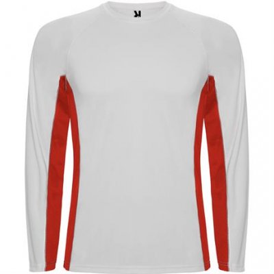 Спортивная футболка SHANGHAI L/S мужская, БЕЛЫЙ/КРАСНЫЙ 2XL