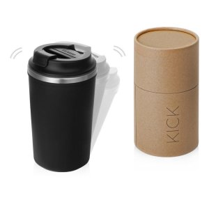 Герметичная термокружка на присоске Kick, 350 мл, черный Герметичная термокружка на присоске Kick, 350 мл, черный