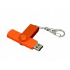 USB 2.0- флешка на 16 Гб с поворотным механизмом и дополнительным разъемом Micro USB, оранжевый