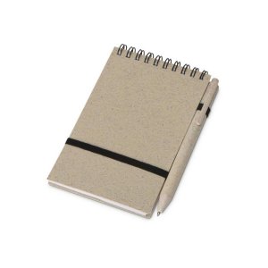 Блокнот B7 Toledo S, бежевый + ручка шариковая Pianta из пшеничной соломы, бежевый