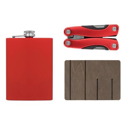 Набор с мультитулом и фляжкой Путешественник 2.0., красный
