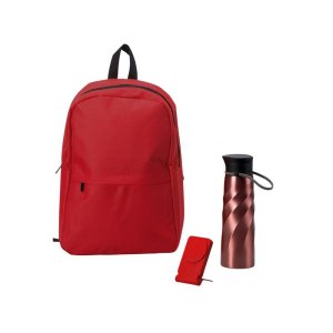 Подарочный набор с магнитным аккумулятором и бутылкой для воды Waterpower, красный Подарочный набор с магнитным аккумулятором и бутылкой для воды Waterpower, красный