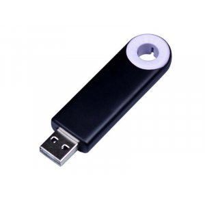 USB 3.0- флешка промо на 32 Гб прямоугольной формы, выдвижной механизм, черный/белый