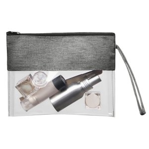 Косметичка из PVC и ткани Leony, прозрачный/темно-серый Косметичка из PVC и ткани Leony, прозрачный/темно-серый