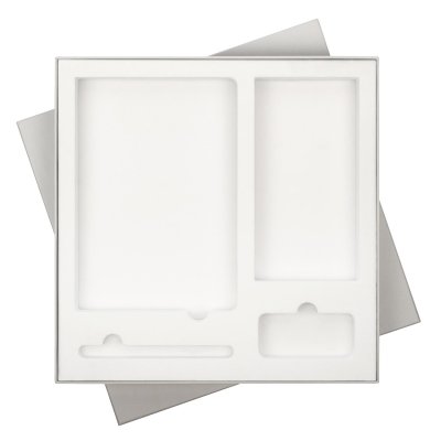 Подарочная коробка без ложемента для ежедневника, ручки и аккумулятора, серая (под съемные ложементы)