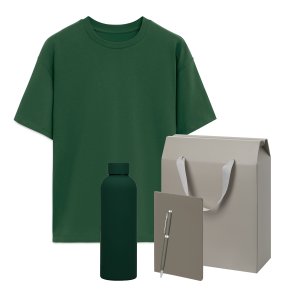 Набор с одеждой RUST (футболка, термобутылка, блокнот, ручка), зеленый/серый, M/L Набор с одеждой RUST (футболка, термобутылка, блокнот, ручка), зеленый/серый, M/L