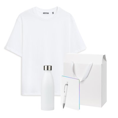 Набор с одеждой RUST (футболка, термобутылка, ежедневник, ручка), черный/белый, XL/2XL