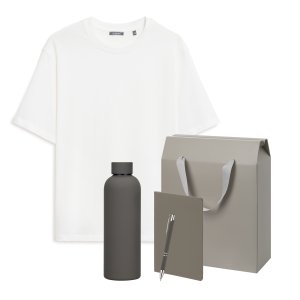 Набор с одеждой RUST (футболка, термобутылка, блокнот, ручка), белый/серый, M/L Набор с одеждой RUST (футболка, термобутылка, блокнот, ручка), белый/серый, M/L