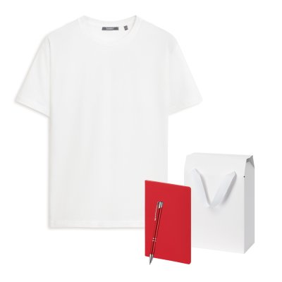 Набор с одеждой KRIS (футболка, блокнот, ручка), белый, M