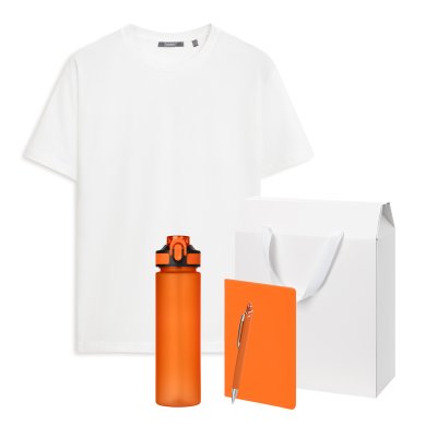 Набор с одеждой KRIS (футболка, бутылка, блокнот, ручка), оранжевый, M
